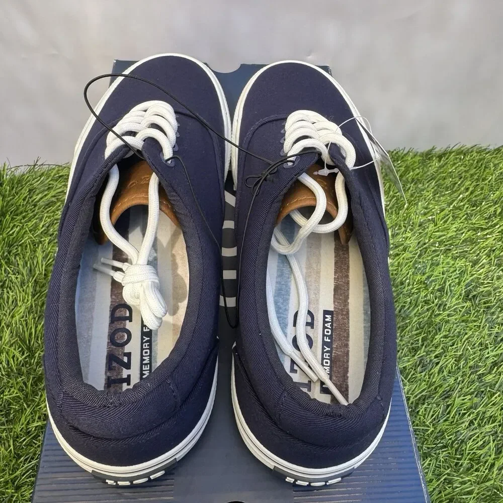 Izod Men's Rangley Canvas Memory Foam Navy Lace Up Sneaker Shoes Size 8